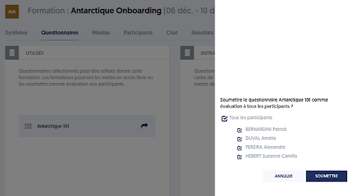 Someter una evaluación a los participantes